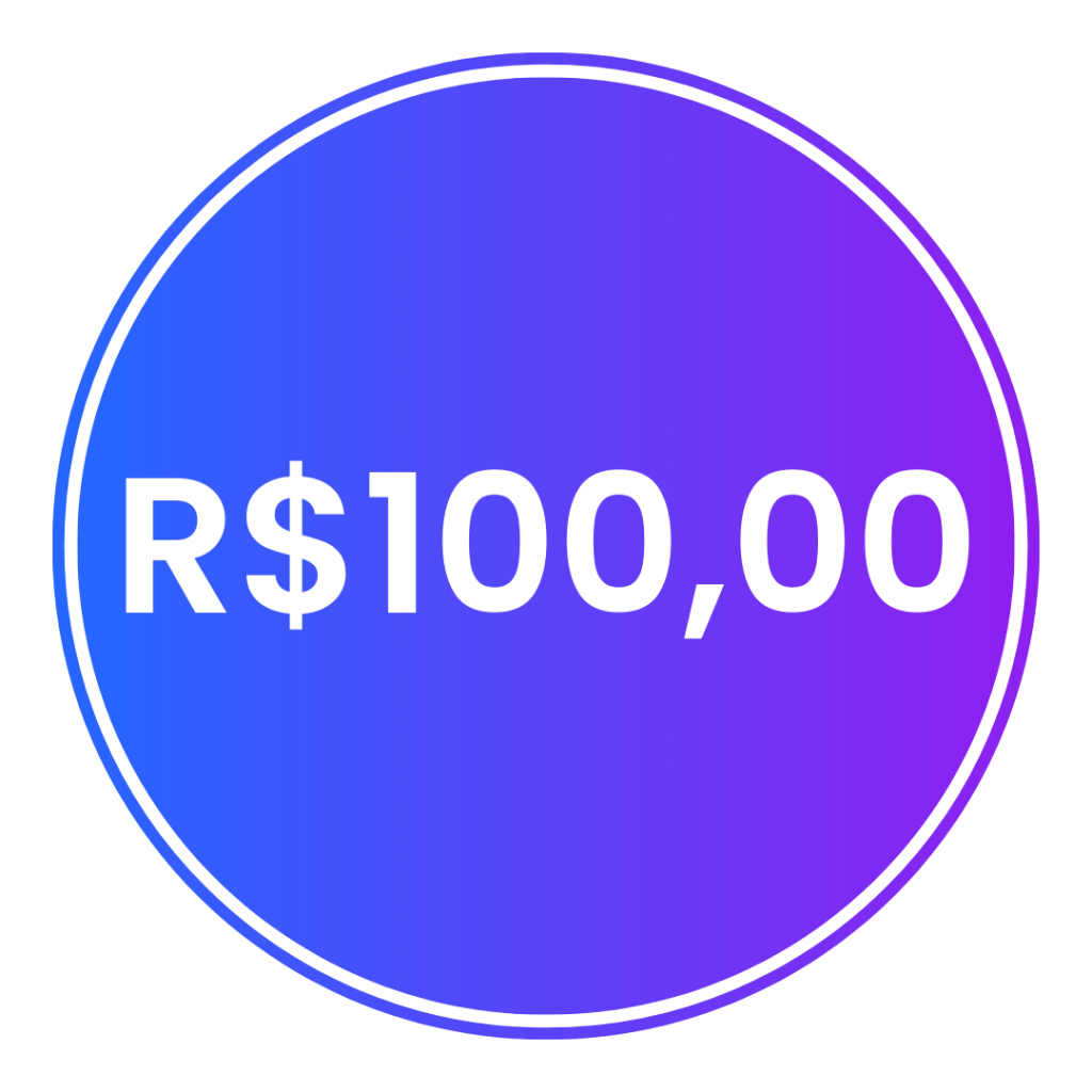 circulo com valor de 100 reais